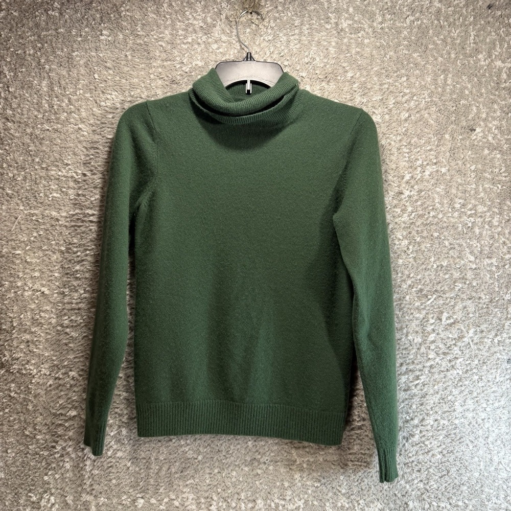 Liz Claiborne Golf Italian Cashmere Turtleneck Sweater Top S Green Preppy